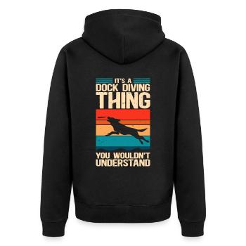 Dock Diving Dogs Dog Sports Dog Owner Gift - Unisex Premium Organic Zip Hoodie - black - Back - Nico (187cm)
