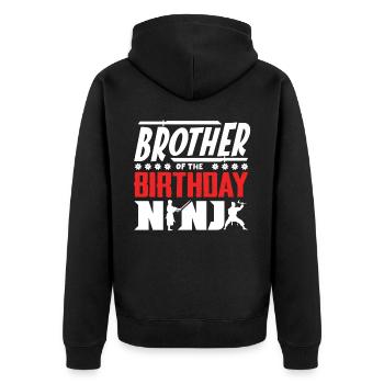 Birthday of the Ninja, Ninja, - Unisex Premium Organic Zip Hoodie - black - Back - Nico (187cm)