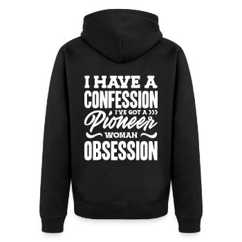 Besessenheit Der Pionierin - Unisex Premium Bio Zip Hoodie - Schwarz - Hinten - Nico (187cm)