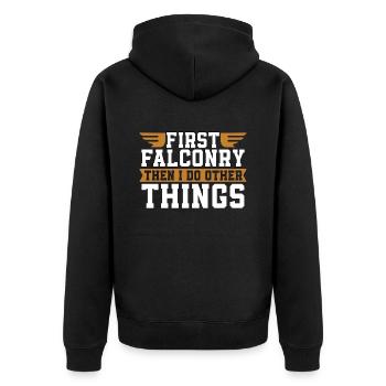 Falconry First Falconry Then Bird Watcher Falconer - Unisex Premium Bio Zip Hoodie - Schwarz - Hinten - Nico (187cm)