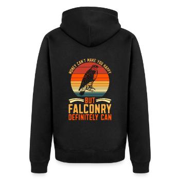 Falconry Money Can't Retro Birds Of Prey Falconer - Unisex Premium Bio Zip Hoodie - Schwarz - Hinten - Nico (187cm)