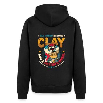 All I need is some clay - Unisex Premium Organic Zip Hoodie - black - Back - Nico (187cm)