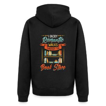 Promenades romantiques dans la librairie - Veste à capuche bio Premium Unisexe - noir - Dos - Nico (187cm)