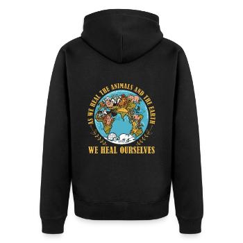 Animal Welfare As We Heal Adoption Animal Worker - Unisex Premium Bio Zip Hoodie - Schwarz - Hinten - Nico (187cm)