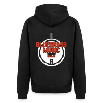 Vintage Bluegrass Music Banjo Player - Unisex Premium Bio Zip Hoodie - Schwarz - Hinten - Nico (187cm)