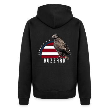 Vintage American Flag Buzzard Vulture Patriotic - Unisex Premium Bio Zip Hoodie - Schwarz - Hinten - Nico (187cm)