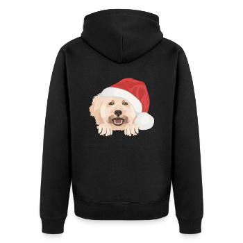 Pudel Frohe Weihnachten - Unisex Premium Bio Zip Hoodie - Schwarz - Hinten - Nico (187cm)