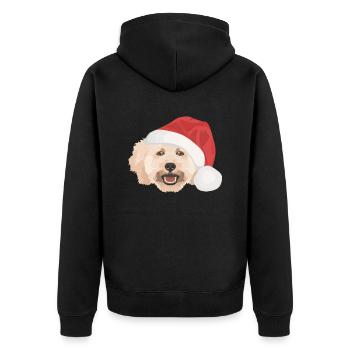 Pudel Frohe Weihnachten - Unisex Premium Bio Zip Hoodie - Schwarz - Hinten - Nico (187cm)