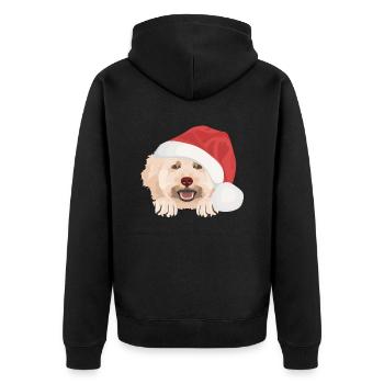 Pudel Frohe Weihnachten - Unisex Premium Bio Zip Hoodie - Schwarz - Hinten - Nico (187cm)