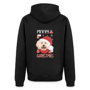 Pudel Frohe Weihnachten - Unisex Premium Bio Zip Hoodie - Schwarz - Hinten - Nico (187cm)