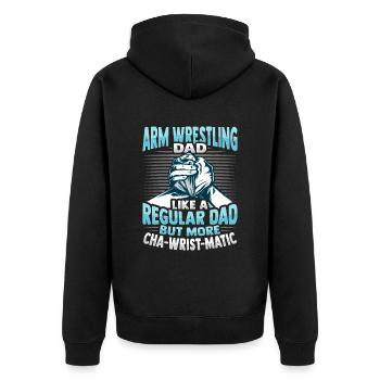 Wrist Turning Hand Wrestling Design - Unisex Premium Organic Zip Hoodie - black - Back - Nico (187cm)