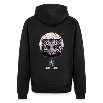 Chinese New Year Of The Tiger Japanese Aesthetic Z - Unisex Premium Bio Zip Hoodie - Schwarz - Hinten - Nico (187cm)