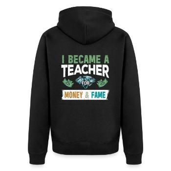 Enseignante au primaire Éducatrice de maternelle - Veste à capuche bio Premium Unisexe - noir - Dos - Nico (187cm)