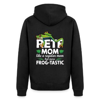 FrogTastic - Red-eyed Tree Frog Mother - Unisex Premium Organic Zip Hoodie - black - Back - Nico (187cm)