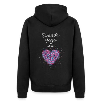 Sivanda Yoga mit Herz Yogalehrerin Yogakurs Sport - Unisex Premium Bio Zip Hoodie - Schwarz - Hinten - Nico (187cm)