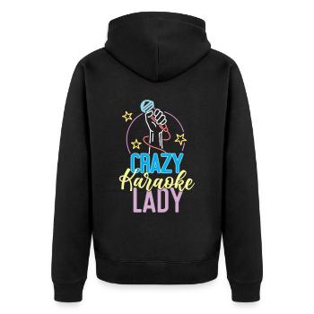 Karaoke Singer 80s Retro Crazy - Unisex Premium Bio Zip Hoodie - Schwarz - Hinten - Nico (187cm)