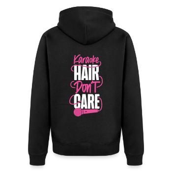 Karaoke Singer Karaoke Hair Don't - Unisex Premium Bio Zip Hoodie - Schwarz - Hinten - Nico (187cm)