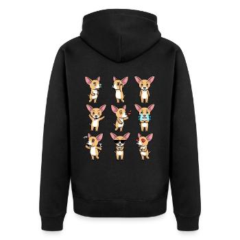 Chiweenie Hund Emoticon - Unisex Premium Bio Zip Hoodie - Schwarz - Hinten - Nico (187cm)