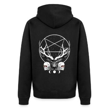 Cerf satanique Pentagramme Gothique Crâne Evil Buck - Veste à capuche bio Premium Unisexe - noir - Dos - Nico (187cm)
