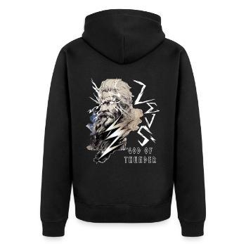 Zeus Greece God Of Thunder Lightning Mythology Gre - Unisex Premium Bio Zip Hoodie - Schwarz - Hinten - Nico (187cm)