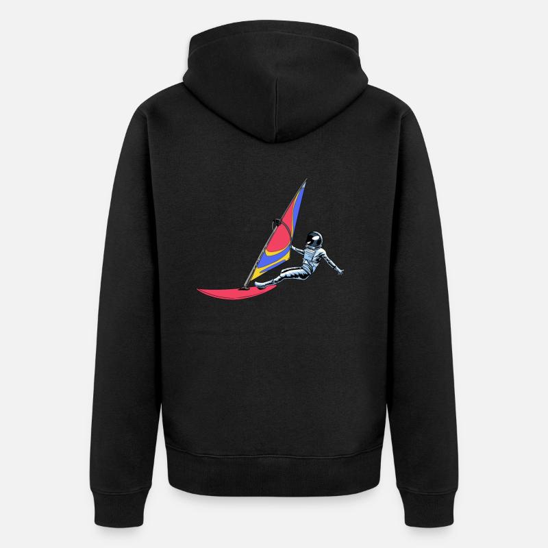 Planche à voile Windsurfer Astronaute - Veste à capuche bio Premium Unisexe - noir