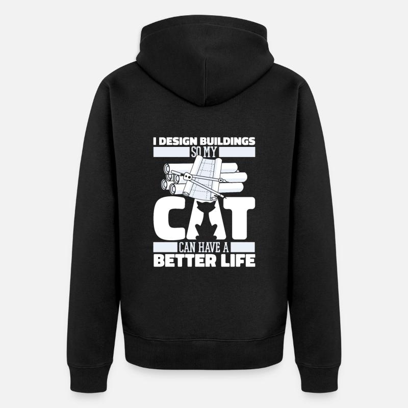 Architecte Architecture Cat - Veste à capuche bio Premium Unisexe - noir