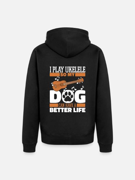 Ukulele Hund - Unisex Premium Bio Zip Hoodie - Schwarz