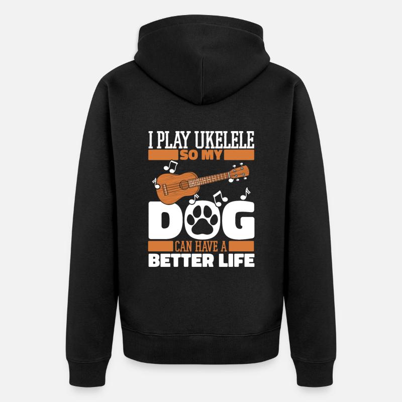 Chien ukulélé - Veste à capuche bio Premium Unisexe - noir