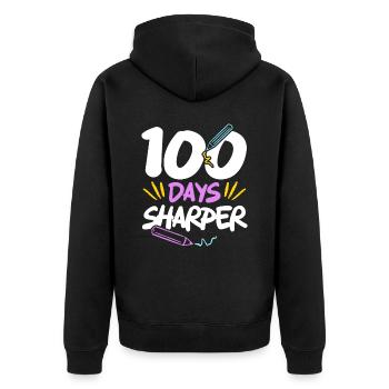 Happy 100th Day Of School Teacher Student Educator - Unisex Premium Organic Zip Hoodie - black - Back - Nico (187cm)