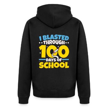 100 Tage Schullehrer Schüler Astronaut - Unisex Premium Bio Zip Hoodie - Schwarz - Hinten - Nico (187cm)