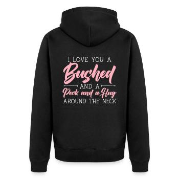 Valentinstag Herztag Amor Liebe Beziehung - Unisex Premium Bio Zip Hoodie - Schwarz - Hinten - Nico (187cm)