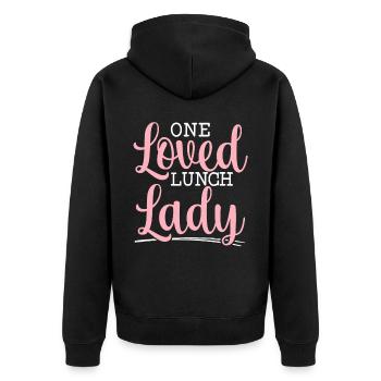 Ein geliebtes Mittagessen Lady Valentinstag Herztag - Unisex Premium Bio Zip Hoodie - Schwarz - Hinten - Nico (187cm)