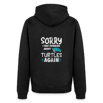 Turtle - Unisex Premium Organic Zip Hoodie - black - Back - Nico (187cm)