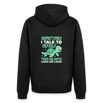 Schildkröte Turtle Meer Meeresbewohner Geschenk - Unisex Premium Bio Zip Hoodie - Schwarz - Hinten - Nico (187cm)