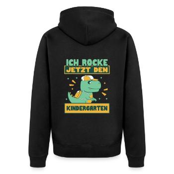 Ich Rocke Jetzt Den Kindergarten Maus - Unisex Premium Bio Zip Hoodie - Schwarz - Hinten - Nico (187cm)