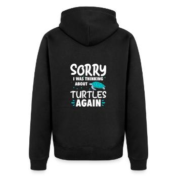 Schildkröte Turtle Meer Meeresbewohner Geschenk - Unisex Premium Bio Zip Hoodie - Schwarz - Hinten - Nico (187cm)