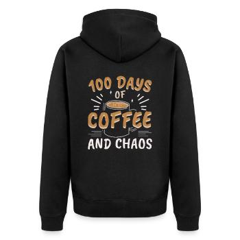 100 Days Of Coffee And Chaos 100 Days Of School - Unisex Premium Organic Zip Hoodie - black - Back - Nico (187cm)