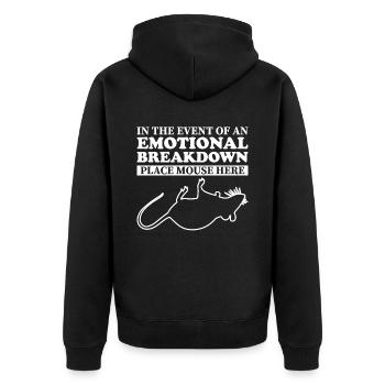 Emotional - Papa Mama Maus - Unisex Premium Bio Zip Hoodie - Schwarz - Hinten - Nico (187cm)