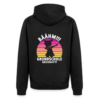 Bäähm Grundschule geschafft Dabbing Mädchen - Unisex Premium Bio Zip Hoodie - Schwarz - Hinten - Nico (187cm)