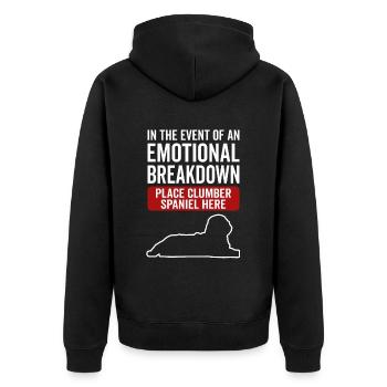 Emotional - Dog Clumber Spaniel - Unisex Premium Organic Zip Hoodie - black - Back - Nico (187cm)