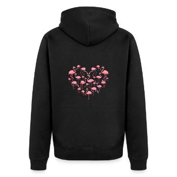 Flamingo Pink Vogel Zoo Sommer Urlaub Geschenk - Unisex Premium Bio Zip Hoodie - Schwarz - Hinten - Nico (187cm)
