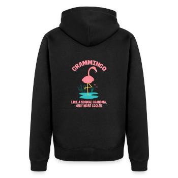 Flamingo Oma Pink Vogel Zoo Sommer Urlaub Geschenk - Unisex Premium Bio Zip Hoodie - Schwarz - Hinten - Nico (187cm)