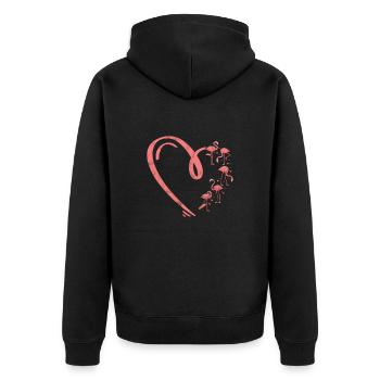 Flamingo - Unisex Premium Bio Zip Hoodie - Schwarz - Hinten - Nico (187cm)
