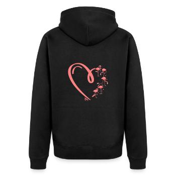 Flamingo Pink Vogel Zoo Sommer Urlaub Geschenk - Unisex Premium Bio Zip Hoodie - Schwarz - Hinten - Nico (187cm)
