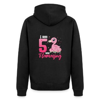 5ème anniversaire Flamingo - Veste à capuche bio Premium Unisexe - noir - Dos - Nico (187cm)