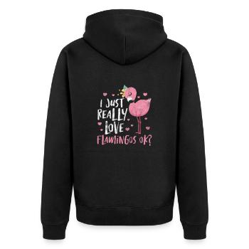 Flamingo Pink Vogel Zoo Sommer Urlaub Geschenk - Unisex Premium Bio Zip Hoodie - Schwarz - Hinten - Nico (187cm)