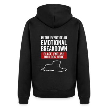 Emotional - Hund Englisch Bulldogge - Unisex Premium Bio Zip Hoodie - Schwarz - Hinten - Nico (187cm)