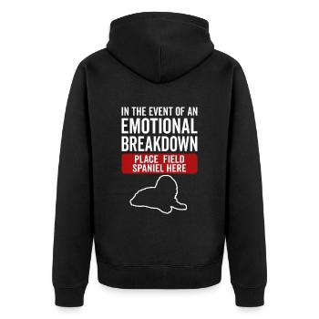 Emotional - Hundefeld Spaniel - Unisex Premium Bio Zip Hoodie - Schwarz - Hinten - Nico (187cm)