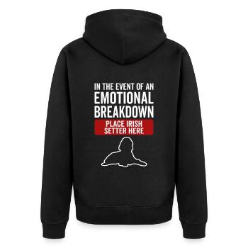 Emotional - Hund Irish Setter - Unisex Premium Bio Zip Hoodie - Schwarz - Hinten - Nico (187cm)