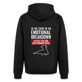 Emotional - Hund Italienischer Windhund - Unisex Premium Bio Zip Hoodie - Schwarz - Hinten - Nico (187cm)